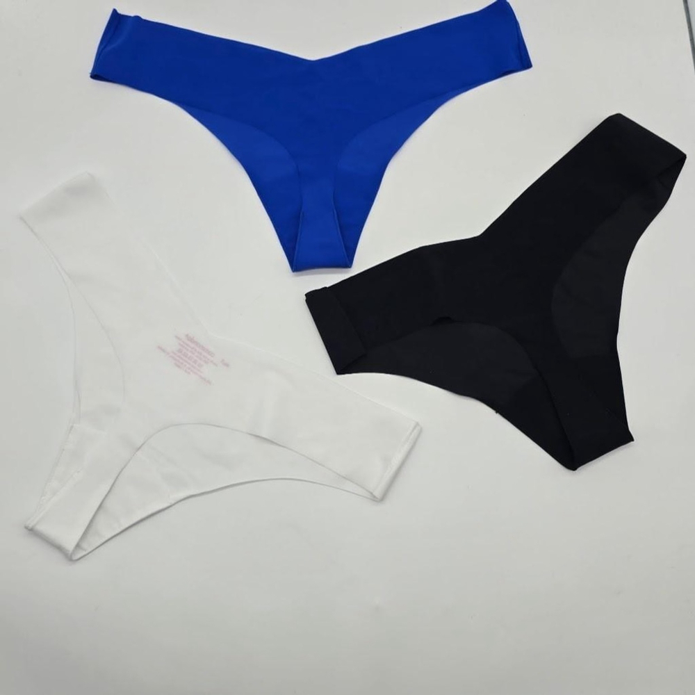 Commando Thong 3-Pack Women’s M/L Black White Blue Seamless No-Show USA NWOT - Picture 7 of 15